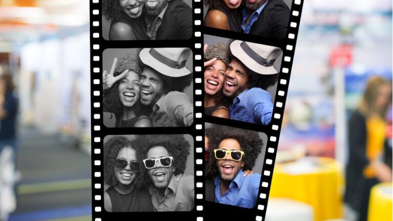 Printed photo strips from a session at the NSU photo booth
