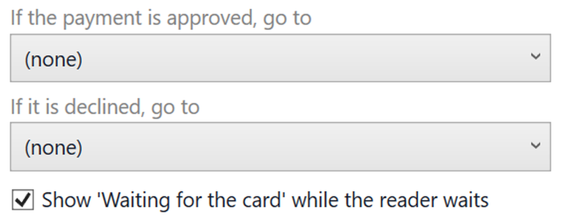 Screen routing for approved and declined card payments