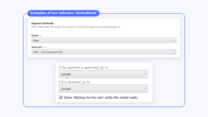 VertexBooth payment terminal and MDB routing settings, an example of our photo booth software